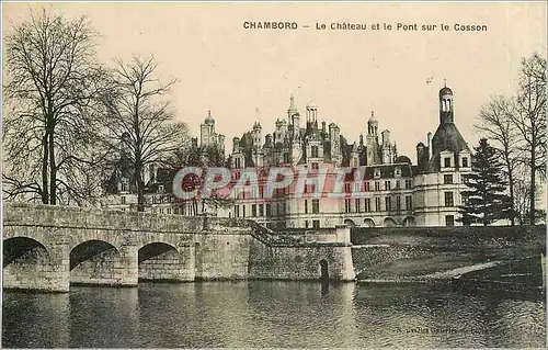 Ansichtskarte AK Chambord Le Chateau et le Pont sur le Cosson