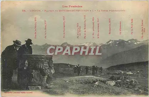 Cartes postales Les Pyrenees Luchon Plateau de Superbagneres La Table d'Orietation