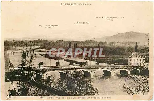 Cartes postales Les Basses Pyrenees Pau vue sur le gave et pic du Midi de Bigorre