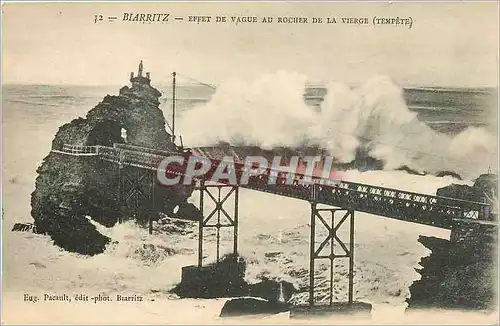 Cartes postales Biarritz Effet de Vague au Rocher de la Vierge Tempete