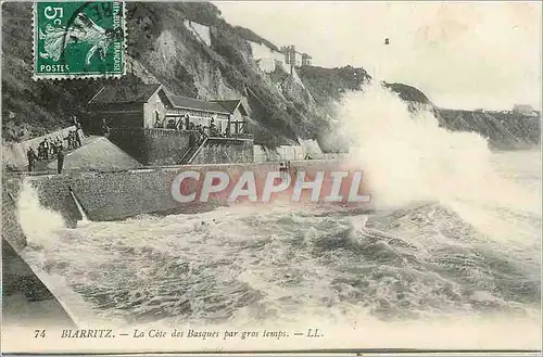 Cartes postales Biarritz La Cote des Basques par gros temps
