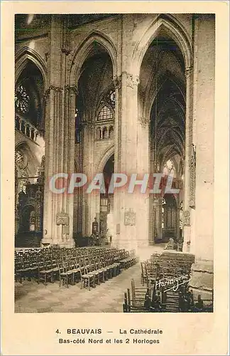 Cartes postales Beauvais La Cathedrale Bas cote Nord et les 2 Horloges