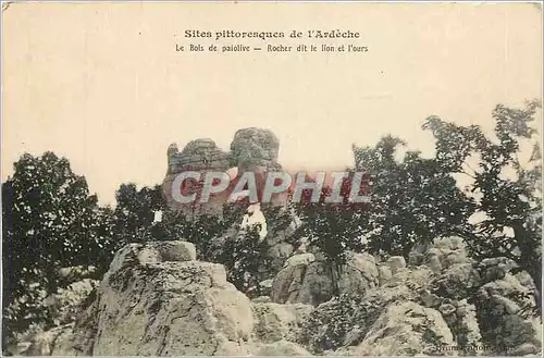 Cartes postales Sites pittoresques de l'Ardeche Le Bois de paiolive Rocher dit le Lion et l'ours