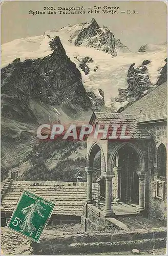 Ansichtskarte AK Dauphine La Grave Eglise des Terrasses et la Meije