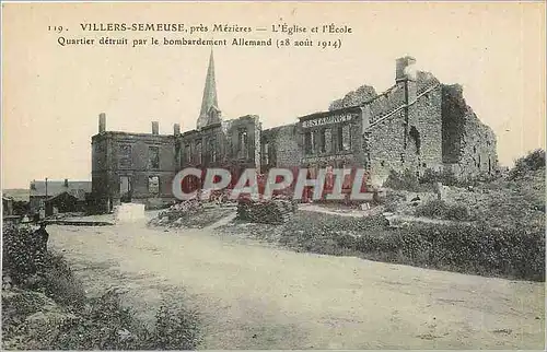 Cartes postales Villers Semeuse pres Mezieres L'Eglise et l'Ecole