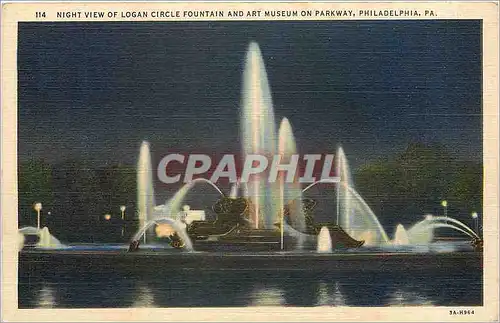 Ansichtskarte AK Night View of Logan Circle Fountain and Art Museum on Parkway Philadelphia PA