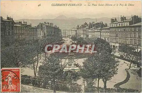 Cartes postales Clermont Ferrand La Place Saint Herem et le Puy de Dome