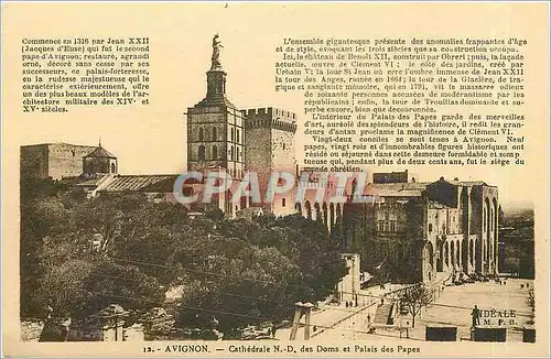 Cartes postales Avignon Cathedrale ND des Doms et Palais des Papes