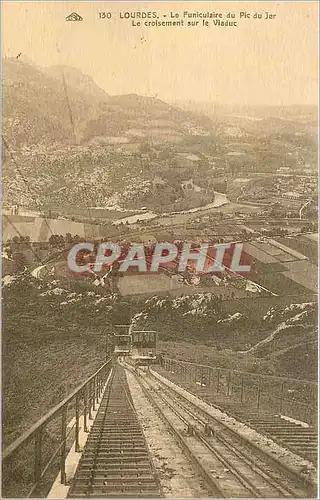 Cartes postales Lourdes Le Funiculaire du Pic du Jer Le croisement sur le viaduc