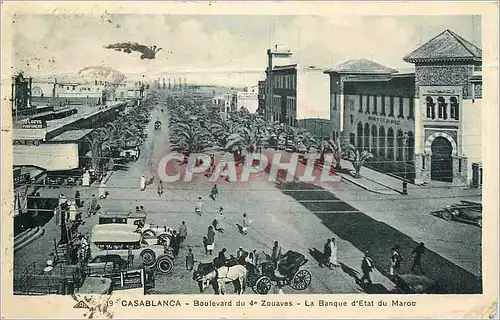 Ansichtskarte AK Casablanca Boulevard du 4th Zouaves La Banque d'Etat du Maroc