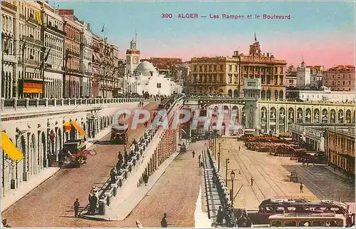 Cartes postales Alger Les Rampes et le Boulevard