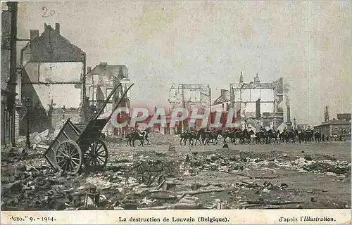Cartes postales La destruction de Louvain Belgique
