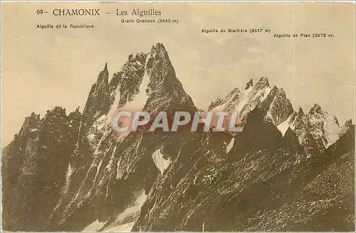 Cartes postales Chamonix Les Aiguilles Aiguille de la Republique Grand Charmoz Aiguille du Blaitiere Aiguille de