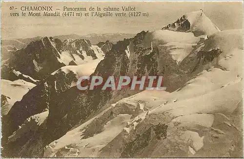 Cartes postales Chamonix Panorama de la cabane Vallot vers le Mont Maudit et l'Aiguille verte