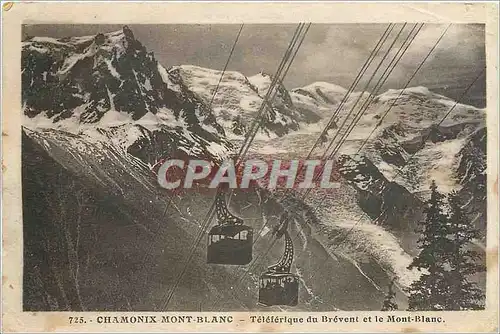 Cartes postales Chamonix Mont Blanc Teleferique du Brevent et le Mont Blanc