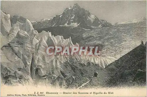 Cartes postales Chamonix Glacier des Bossons et Aiguille du Midi