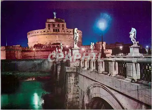 Cartes postales moderne Roma Chateau St Ange la nuit