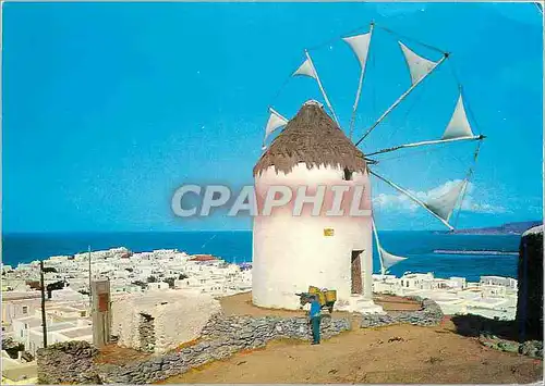 Moderne Karte L'ile de Mykonos Moulin a vent