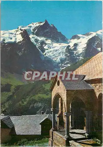 Cartes postales moderne Les Alpes Touristiques Environs de La Grave Htes Alpes Eglise des Terrasses et Grand Pic de la M