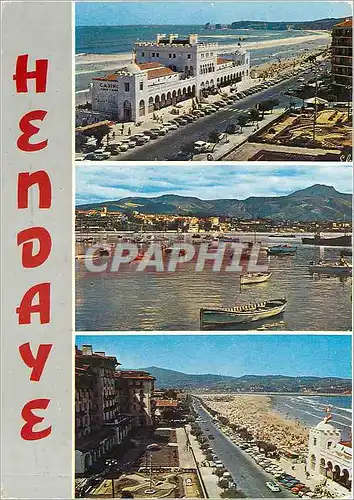 Cartes postales moderne Hendaye Pyrenees Atlantiques de Haut en Bas Le Casino et la Grande Plage Vue generale d'Hendaye
