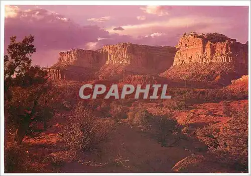 Cartes postales moderne Late light adds drama to the striking formations topped by the great wingate sandstone cliffs ti