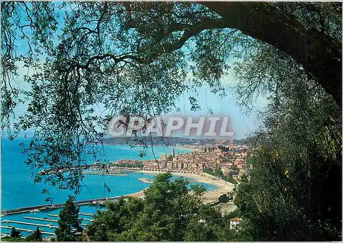 Cartes postales Menton Alpes Maritimes Echappee sur La Ville les Plages et les ports du Plaisance