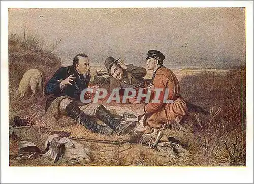 Moderne Karte VG Perov Halte de chasseurs Galerie Nationale Tretiakov