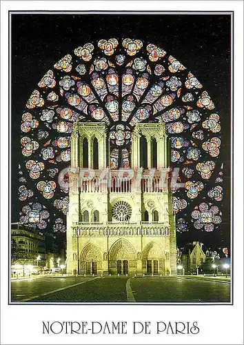 Moderne Karte Notre Dame de Paris La facade de la Cathedrale Notre Dame et la rosace sud