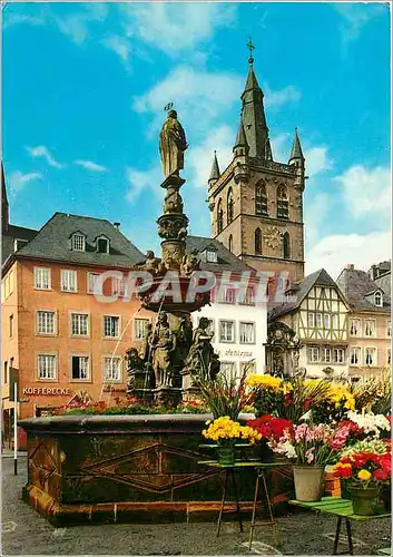 Cartes postales moderne Trier Fontaine du Marche et l'Eglise Saint Gangolph