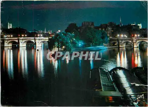 Ansichtskarte AK Paris La Pointe du Vert Galant et le Pont Neuf illumines