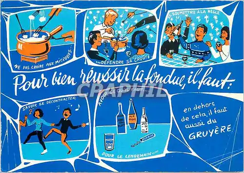 Cartes postales Pour bien reussir la Fondue Gruyere