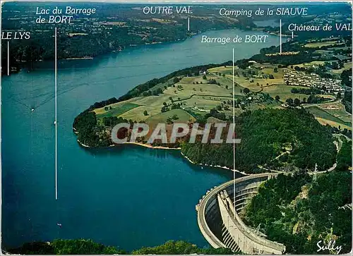 Cartes postales moderne Le barrage de Bort les Orgues Correze et sa retenue Vue aerienne