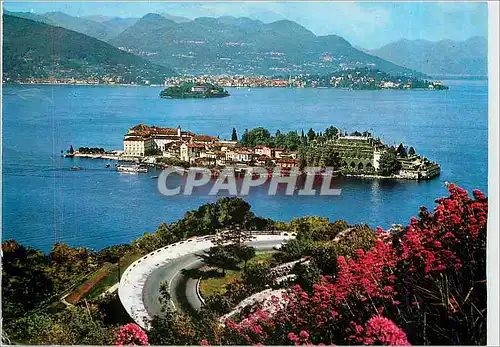 Moderne Karte Isola Bella Lago Maggiore Sulio sfondo l'Isola Madre e Pallanza