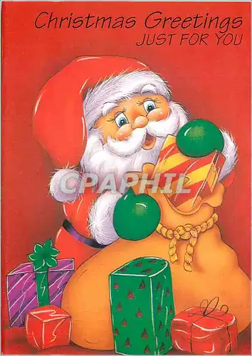 Moderne Karte Christmas Greetings just for you Pere Noel