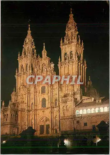 Cartes postales moderne Santiago de Compostela Cathedrale Facade du Obradoiro Nocturne