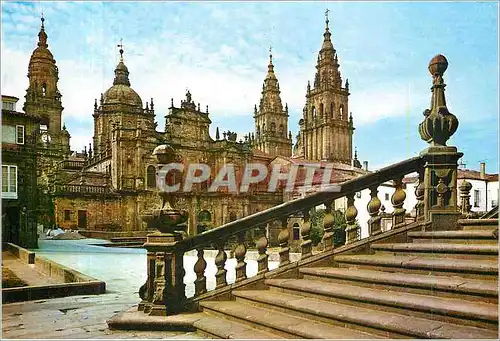 Moderne Karte Santiago de Compostela Cathedrale Facade de la Azabacheria