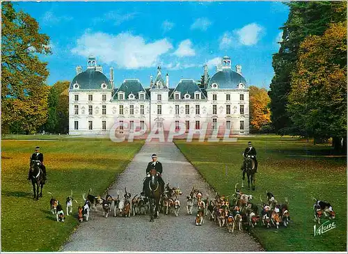 Moderne Karte Cheverny Loir et Cher Les piqueux et la meute de l'equipage de Chevemy devant le chateau
