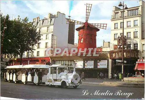 Moderne Karte Paris Le Moulin rouge et le petit train de Montmartre