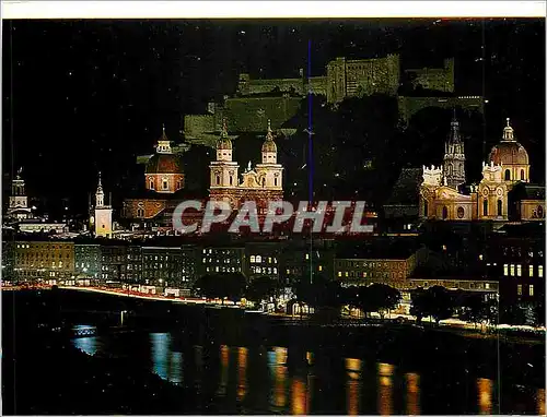 Cartes postales moderne Salzburg die Festspielstadt bei Nacht Altstadt und Salzach