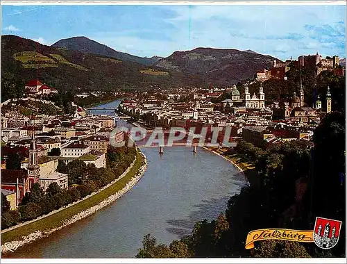 Moderne Karte Salzburg die Festspielstadt Altstadt mit Salzach Und HohenSalzburg