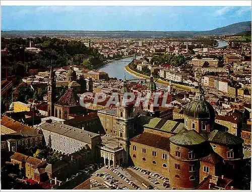 Moderne Karte Salzburg die Festspielstadt Blick von der Burg