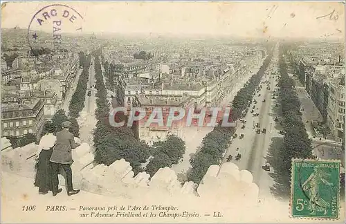 Cartes postales Paris Panorama pris de l'Arc de Triomphe