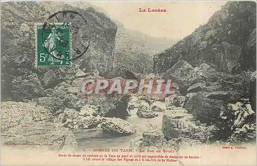 Cartes postales La Lozere Gorges du Tarn Le Pas de Souci
