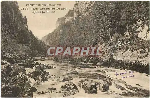 Cartes postales Frontiere Franco Suisse Les Gorgen du Doubs apres la Chute