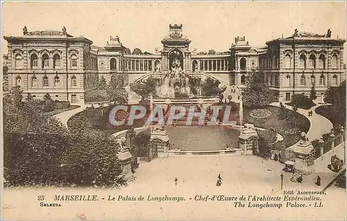 Cartes postales Marseille Le Palais de Longchamps Chef d'Ceuvre de l'Architecte Esperandieu