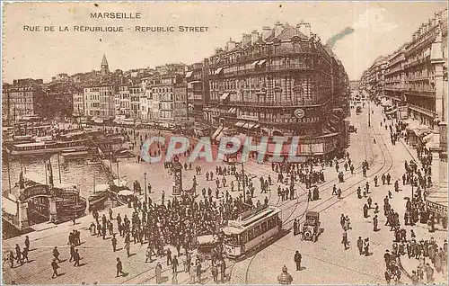 Ansichtskarte AK Marseille Rue de la Republique Tramway