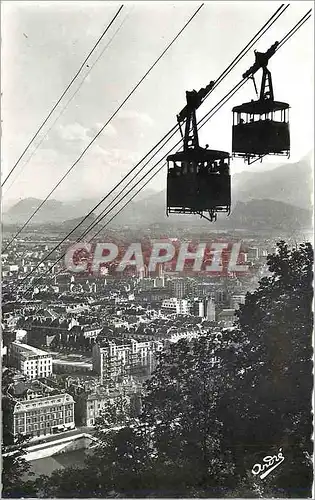 Moderne Karte Les Belles Alpes Francaises Grenoble Teleferique de la Bastille Croisement des deux bennes