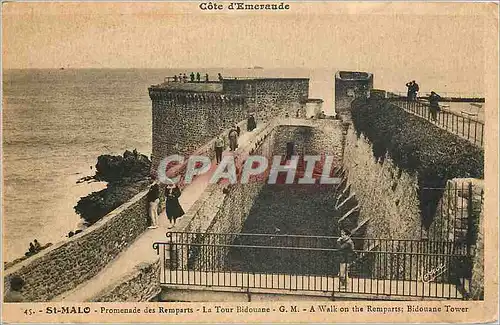 Ansichtskarte AK St Malo Promenade des Remparts La Tour Bidouane GM