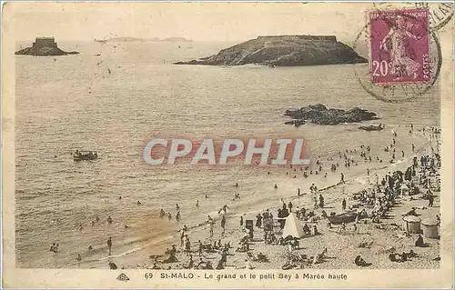 Cartes postales Saint Malo Le grand et le petit Bey a Maree haute