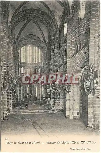 Cartes postales Abbaye du Mont Saint Michel Interieur de l'Eglise